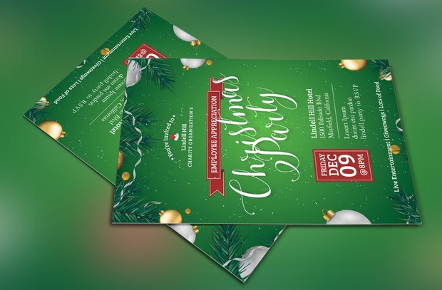 Green Christmas Party Flyer Template