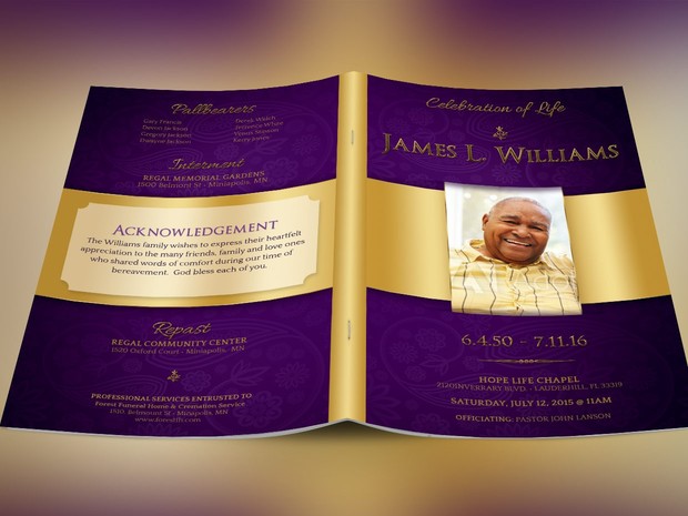 Regal Funeral Program Template Large