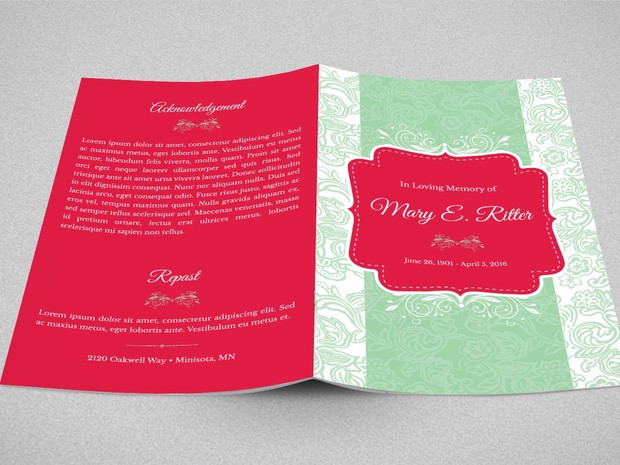 Vintage Funeral Program Template