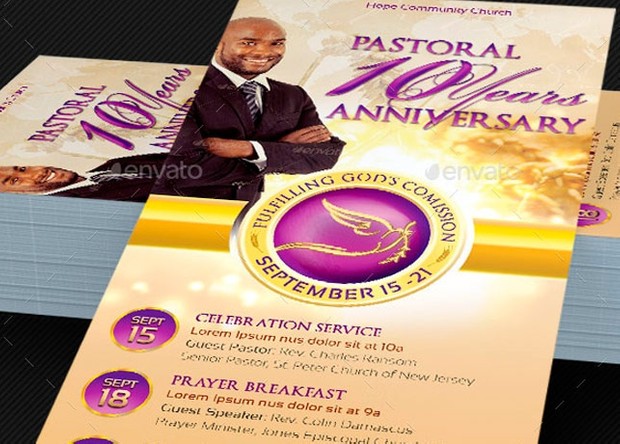 Clergy Anniversary Rack Card Template