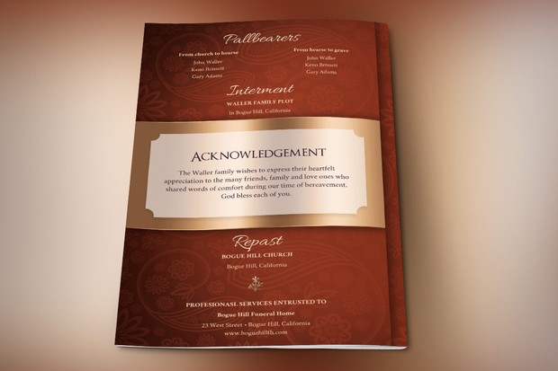 Copper Dignity Funeral Program Publisher Template