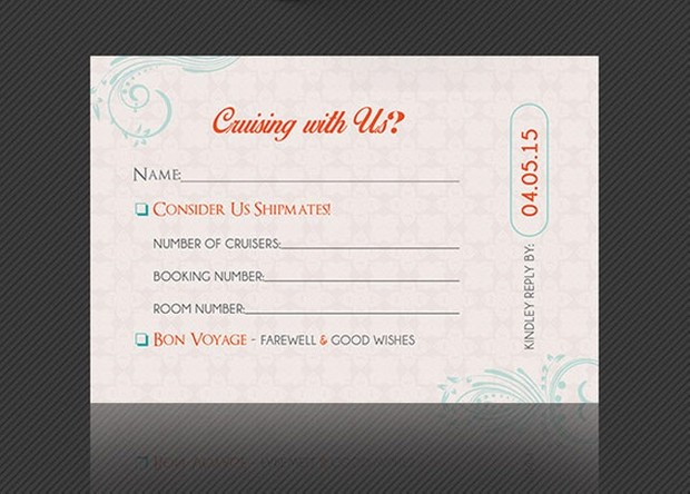 wedding cruise boarding pass invitation template