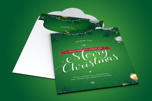 Green Christmas Greeting Card Template