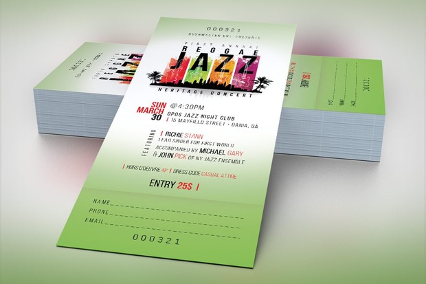 Reggae Jazz Ticket Template