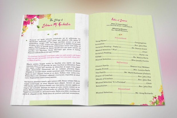 Floral Funeral Program Template