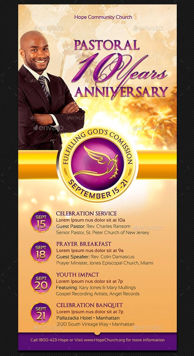 Clergy Anniversary Rack Card Template