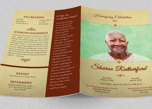 Home Going Funeral Program Template
