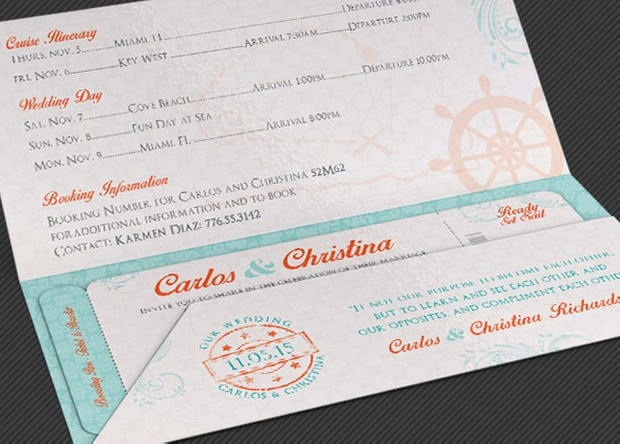 Wedding Cruise Boarding Pass Invitation Template