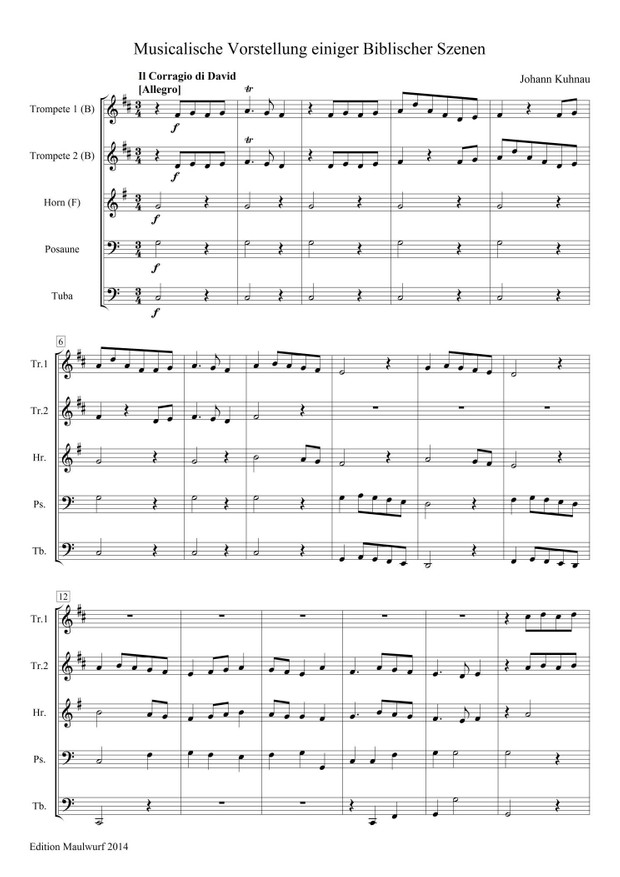 Kuhnau Sonata 1 (Blechbläserquintett)