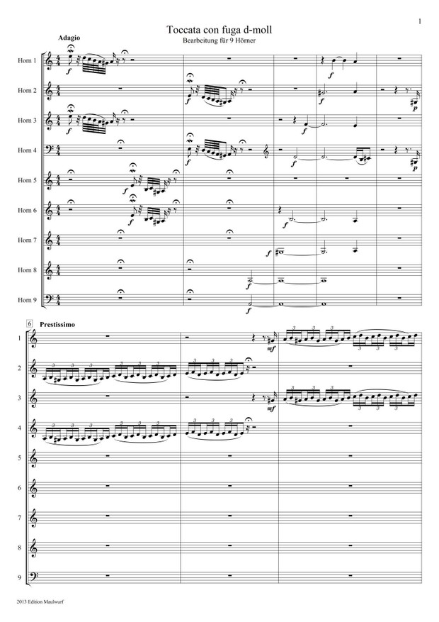 Toccata und Fuge d-moll (Hornensemble)