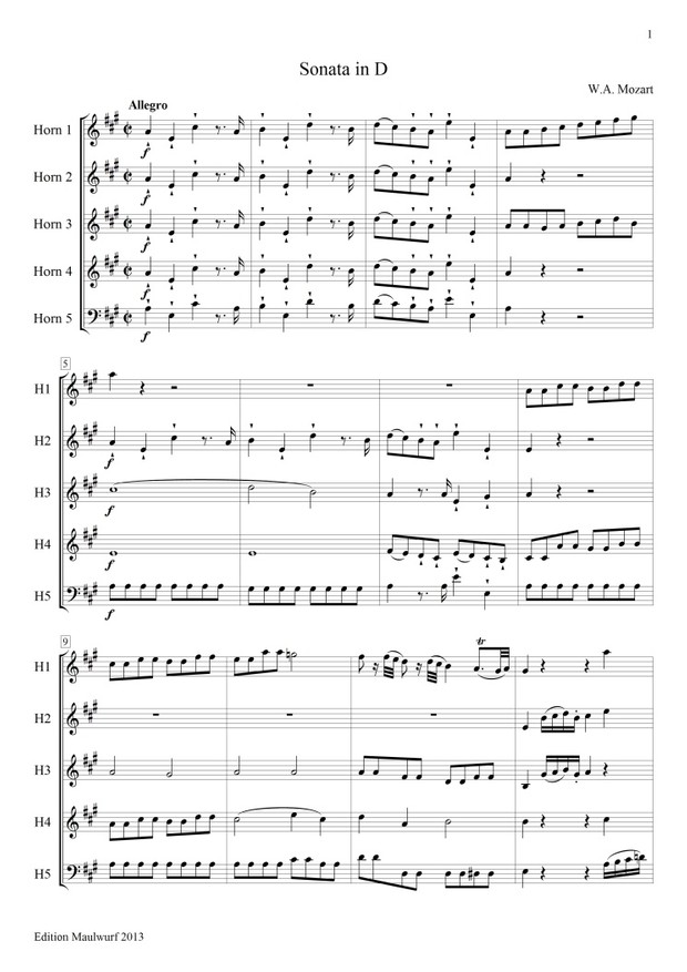 Mozart Sonate (Hornquintett)