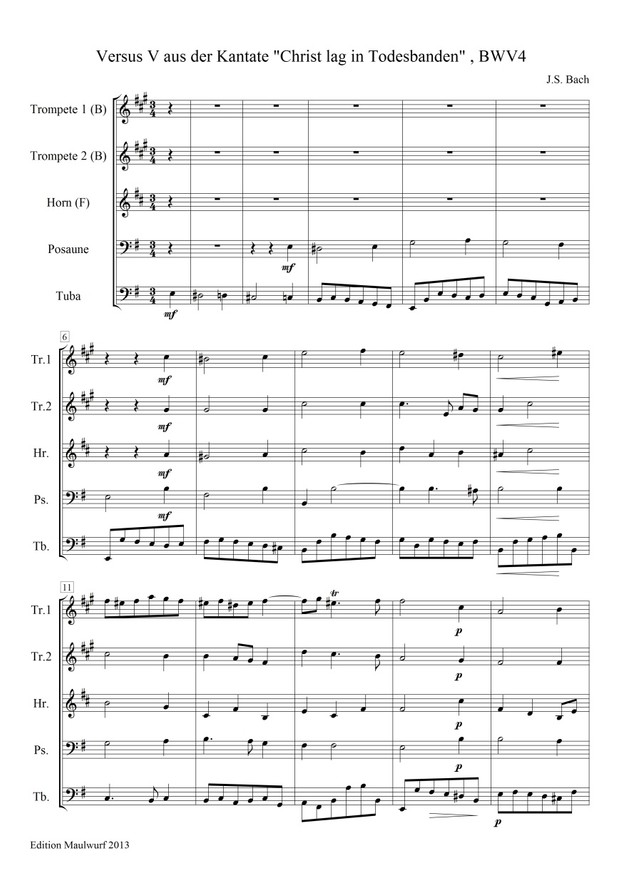 Bach Cantata BWV4 (Blechbläserquintett)