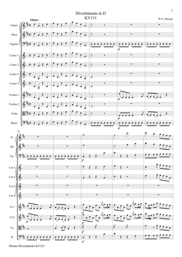 Mozart Divertimento KV131