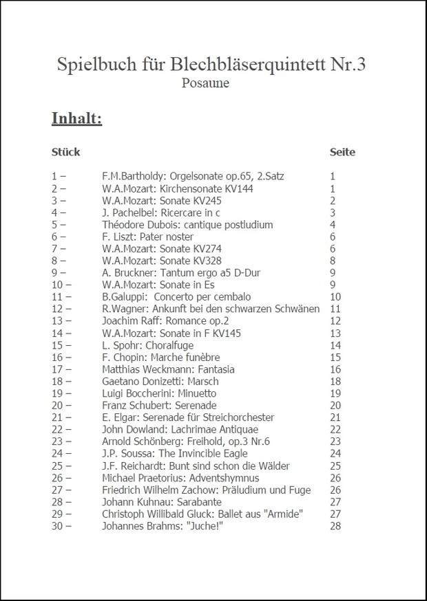 Spielbuch Nr.3 für Blechbläserquintett