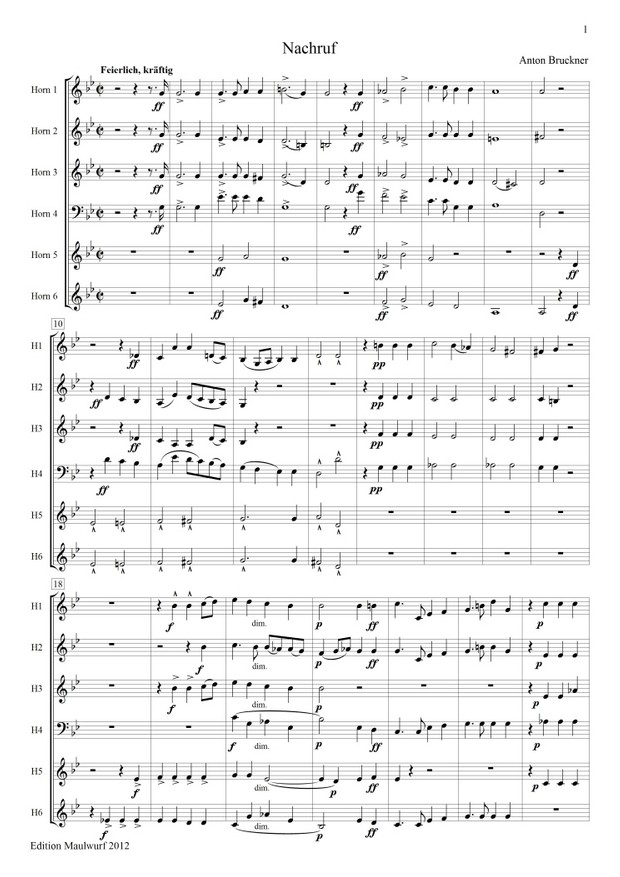 Bruckner: Nachruf (Hornensemble)