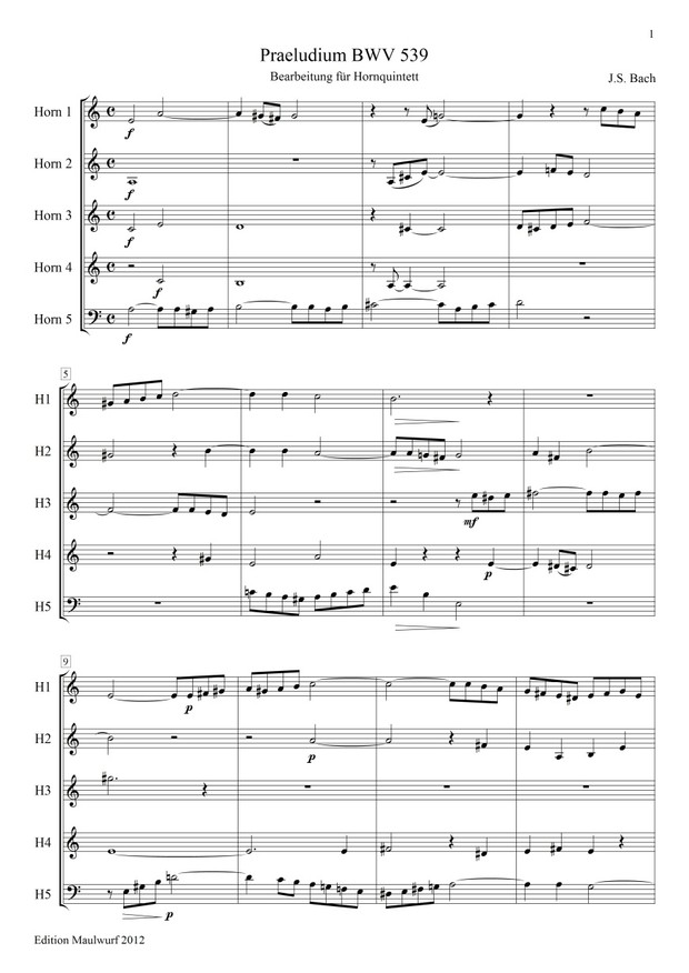Bach Praeludium (Hornquintett)