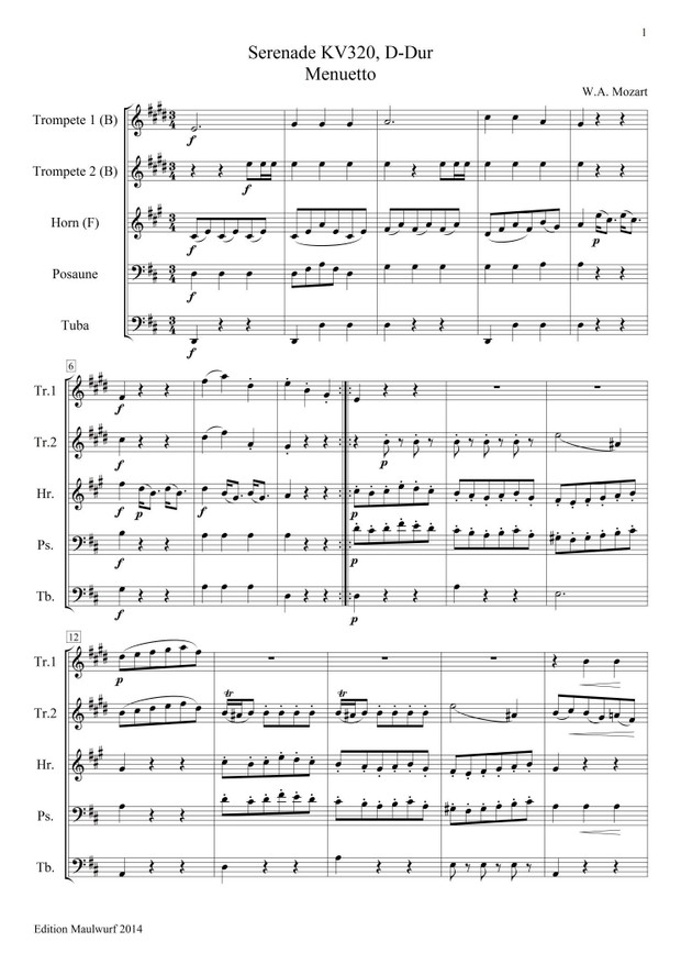 Mozart Menuet (Blechbläserquintett)