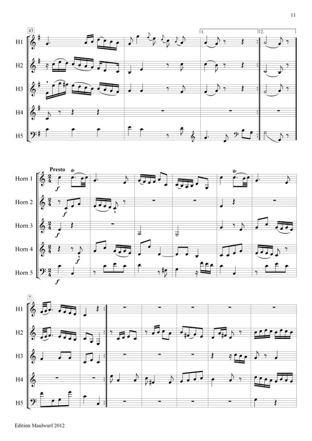 Mozart Divertimento in F (Hornensemble)