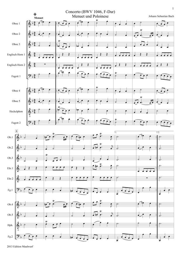 Bach Menuet und Polonaise (Oboenensemble)