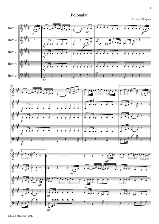 Wagner: Polonaise und Polka (Hornensemble)