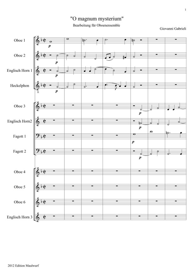 Gabrieli O Magnum Mysterium (Oboenensemble)