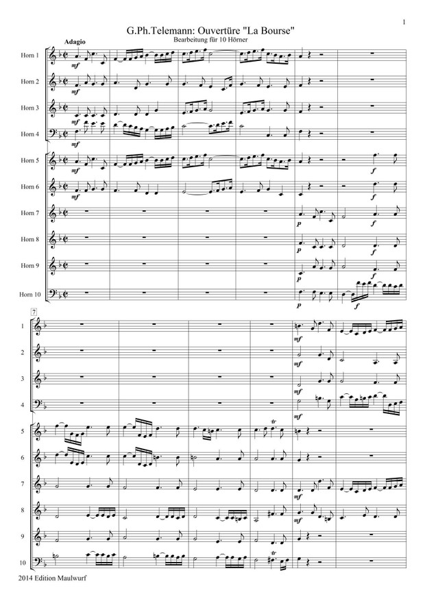 Telemann Ouvertüre (Hornensemble)