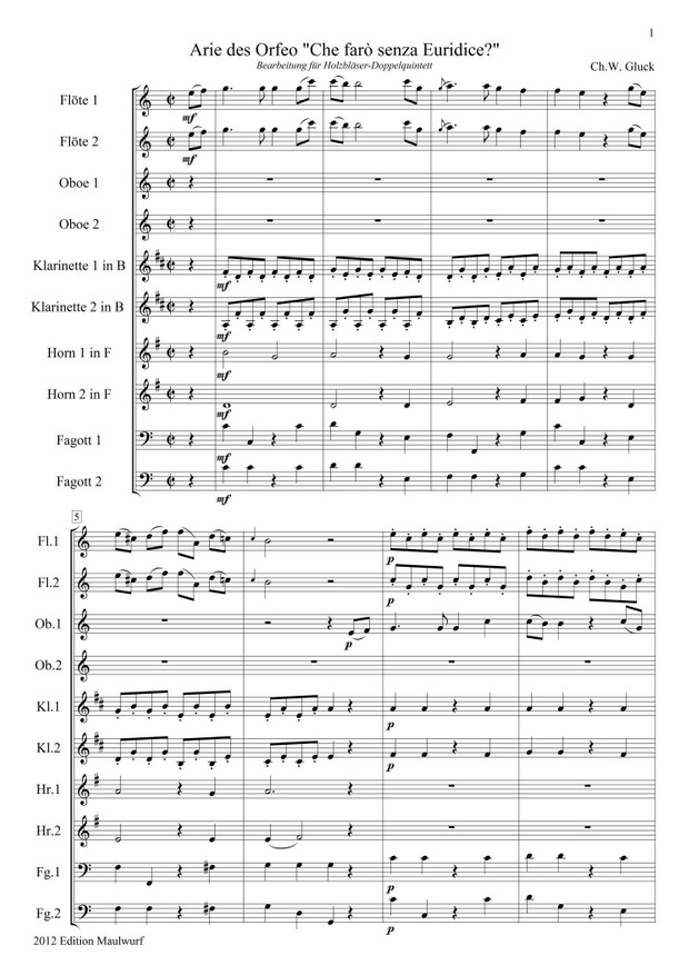 Che farò senza Euridice (Bläserensemble)