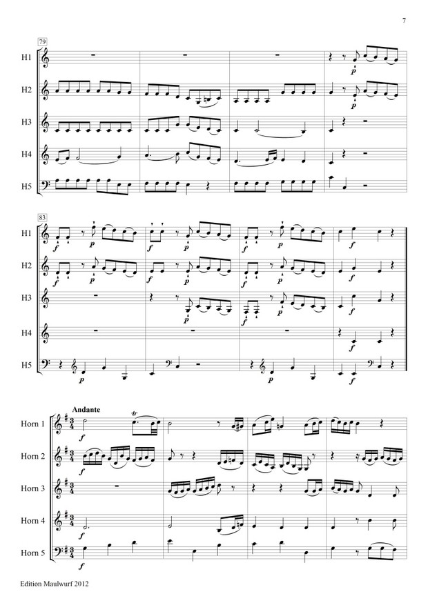 Mozart Divertimento in F (Hornensemble)