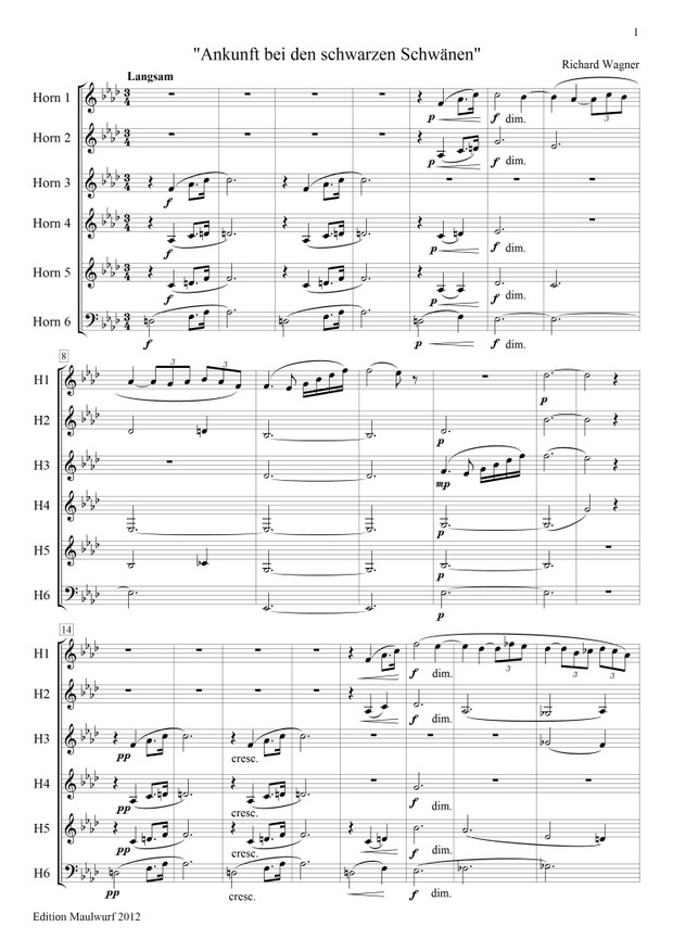 Ankunft bei den schwarzen Schwänen (Hornensemble)