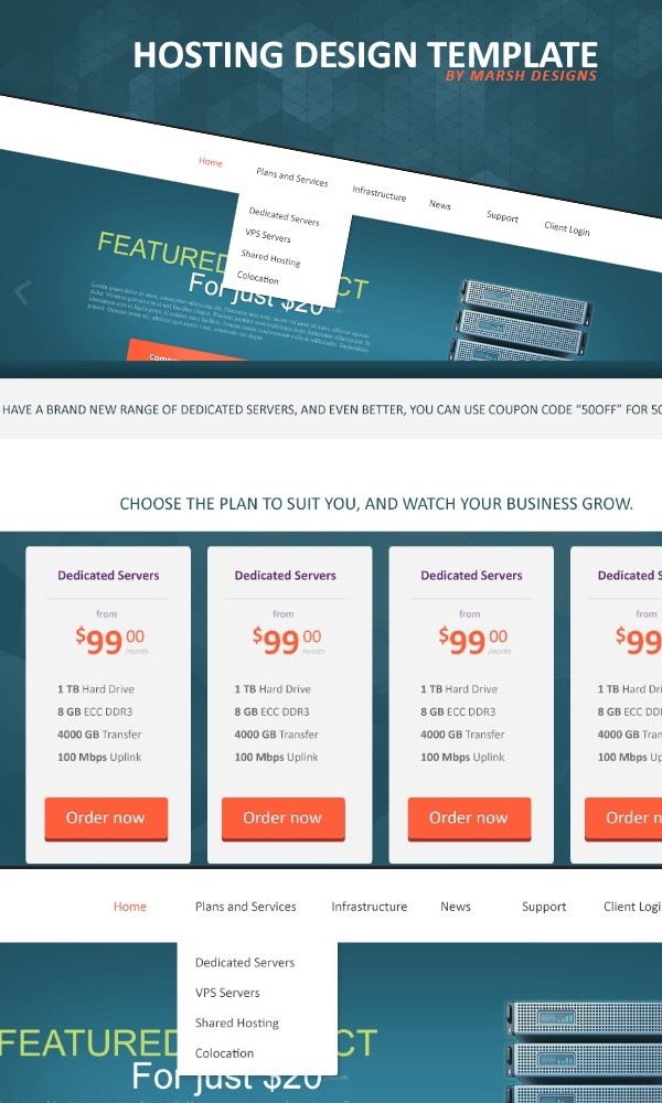 Hosting Template PSD