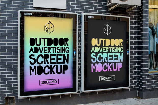 Free Outdoor Advertising Screen Mock-Up 3