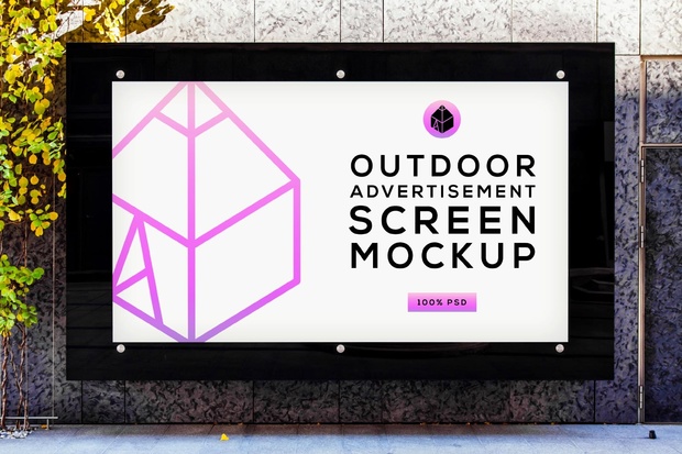 Free Outdoor Advertising Screen Mock-Up 4