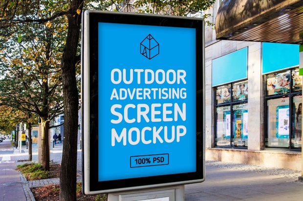 Free Outdoor Advertising Screen Mock-Up