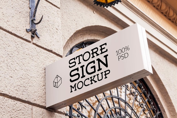 Download Free Store Sign Mock-up 3 | Graphic Shelter - Sellfy.com