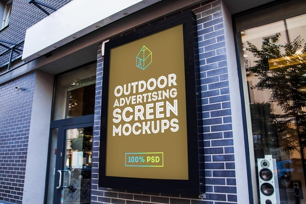 Free Outdoor Advertising Screen Mock-Up 2