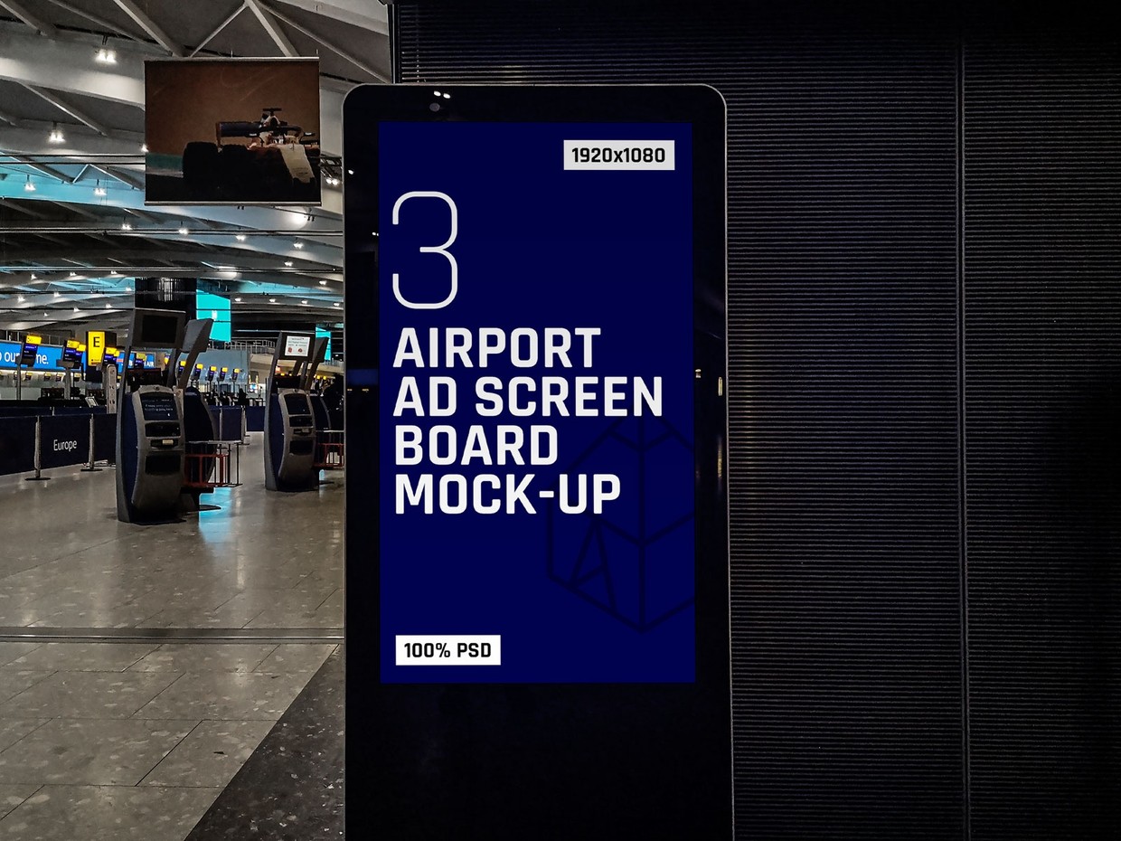 Download Airport Ad Screen Board Mock-Ups 3 - Graphic Shelter