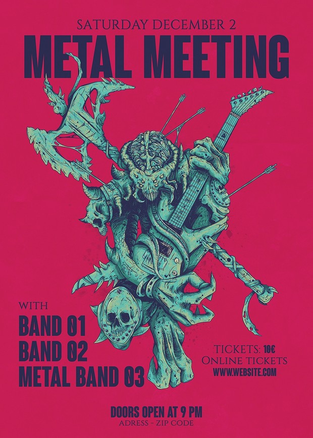 metal gig poster template icy bomb