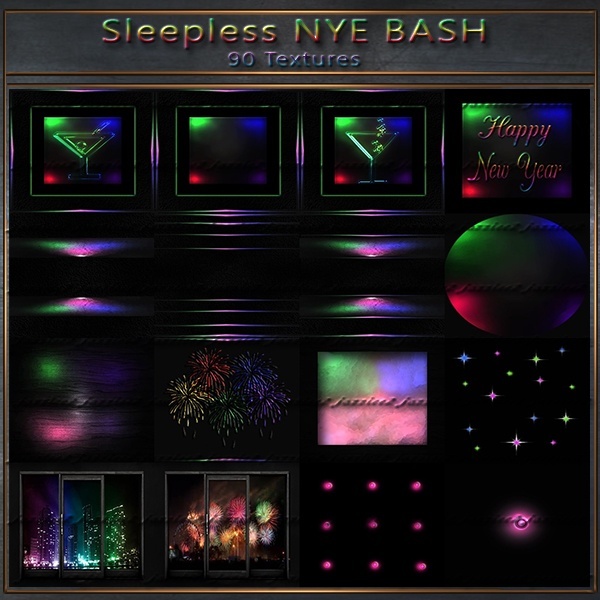 Sleepless NYE Bash 90 textures plus animated fireworks including instructions