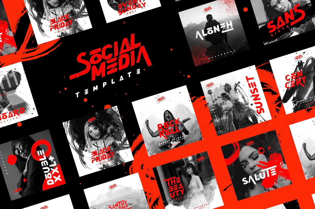 BLACK RED Social Media Bundle Freeject  Store