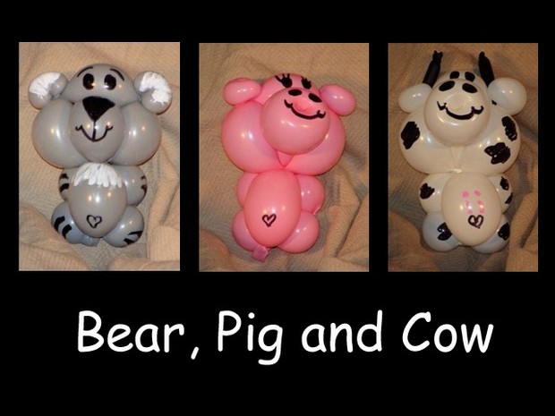 Bear, Pig and Cow Balloon Animal Recipes by Vicky Kimble