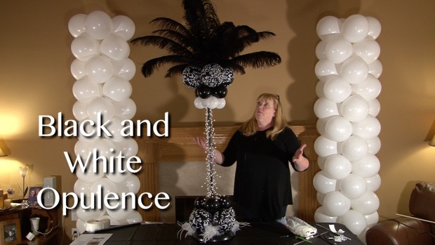 Black and White Opulence Balloon Centerpiece Design by Anne McGovern