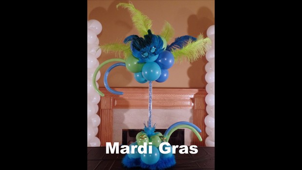 Mardi Gras Balloon Centerpiece Design by Anne McGovern