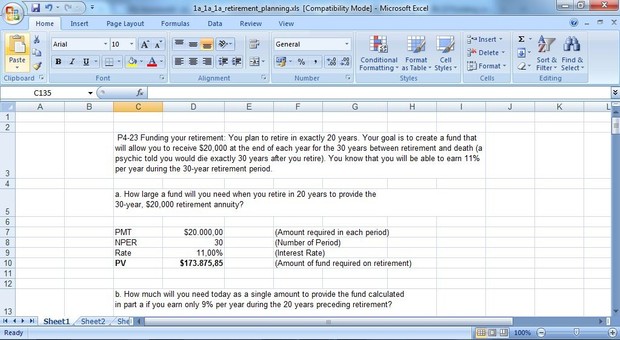 P4-23 Funding your retirement You plan to retire in exactly 20 years