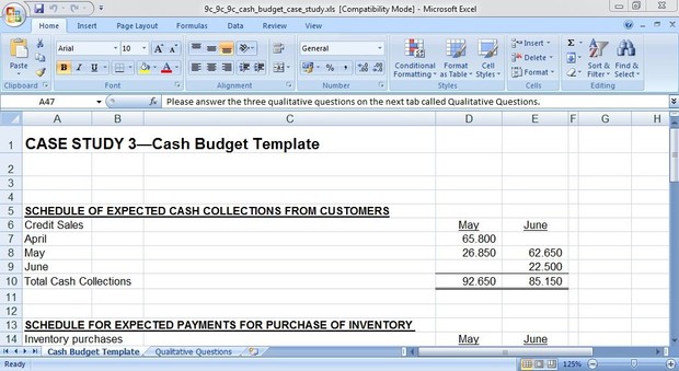 ACCT504 Case Study 3 on Cash Budgeting