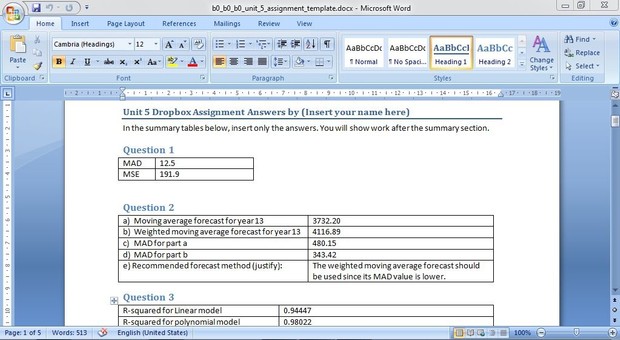 GB513: Business Analytics Unit 5