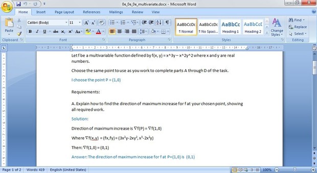 Let f be a multivariable function defined by f(x, y) = x^3y – x^2y^2 where x and y are real numbers