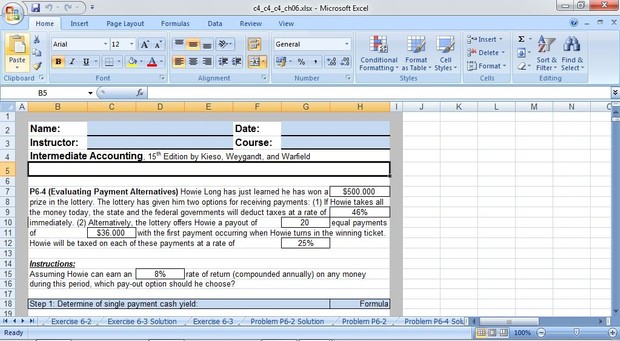 Intermediate Accounting, 15th Edition by Kieso, Weygandt, and Warfield - Excel Template Chapter 6