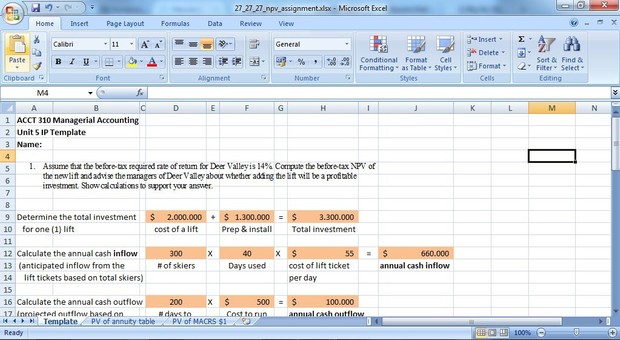 Assume that the before-tax required rate of return for Deer Valley is 14%.
