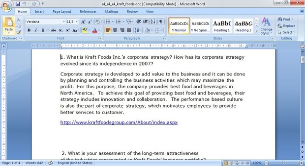 What is Kraft Foods Inc.’s corporate strategy?