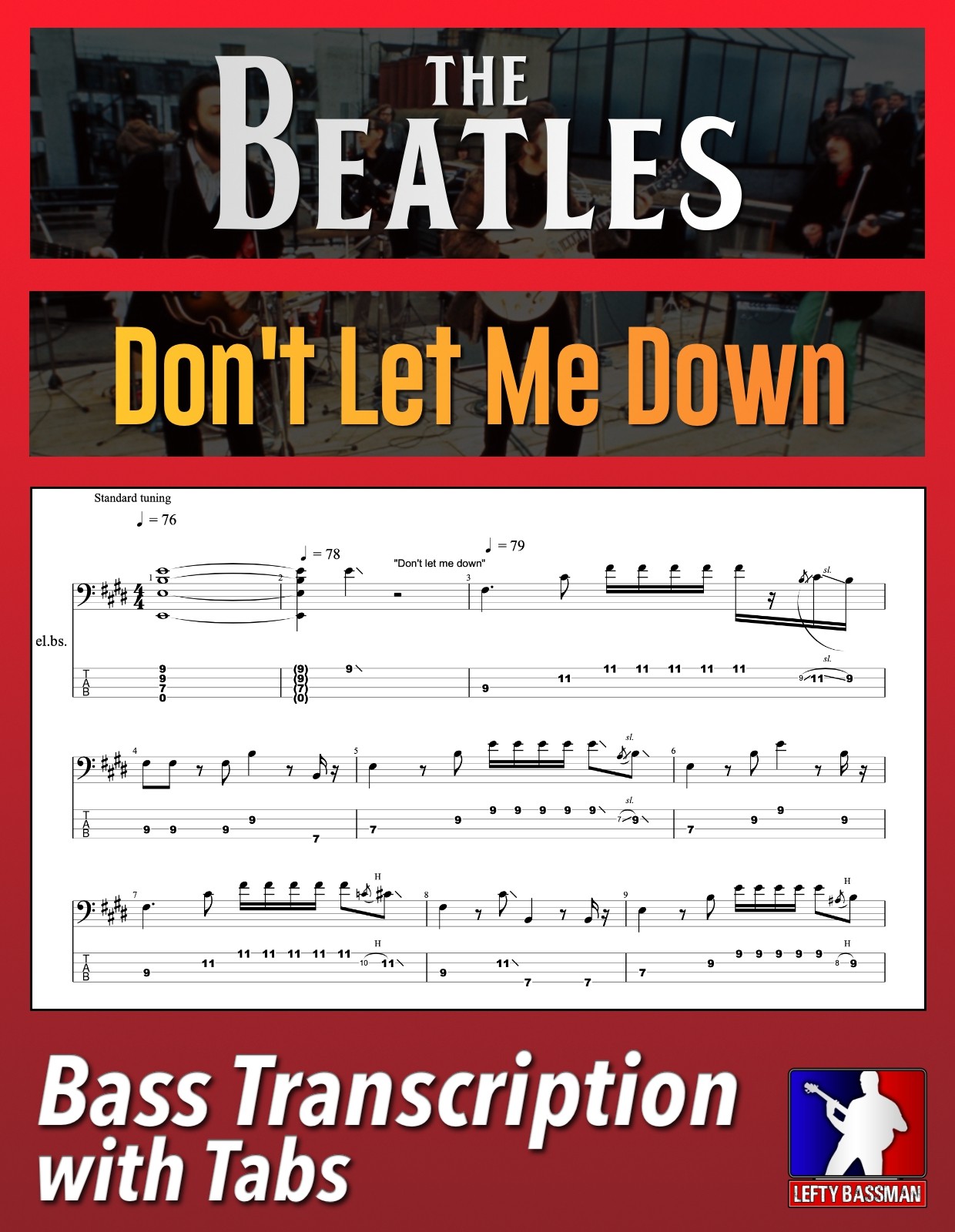 The Beatles Dont Let Me Down Bass Transcription Lefty Bassman